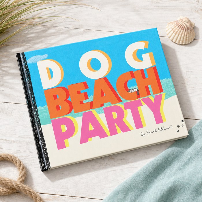 Dog Beach Party children's book cover — dogs playing on 30A's dog-friendly beaches