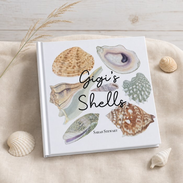 Gigi's Shells children's book cover — seashell hunting on the beaches of South Walton and 30A